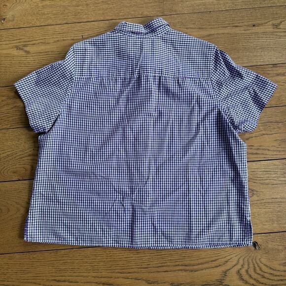 Blair Womens Boxy Button Up Gingham Embroidery Cropped SZ L - Picture 4 of 7
